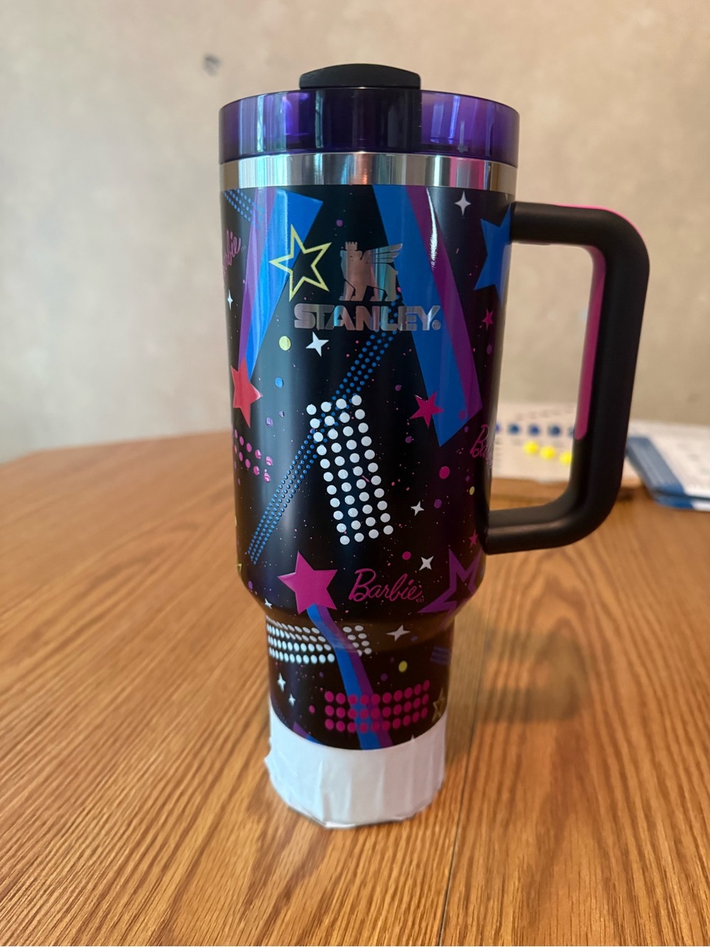 Stanley Black Travel Mug with Purple & Pink Star Graphics